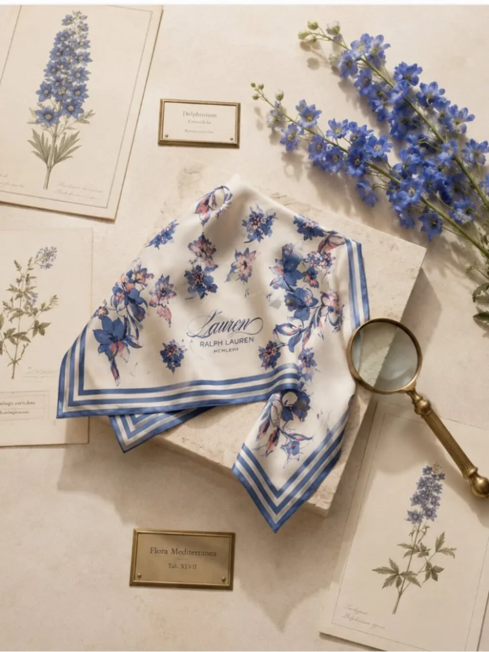 Lauren Ralph Lauren Floral Square Scarf (Cream)